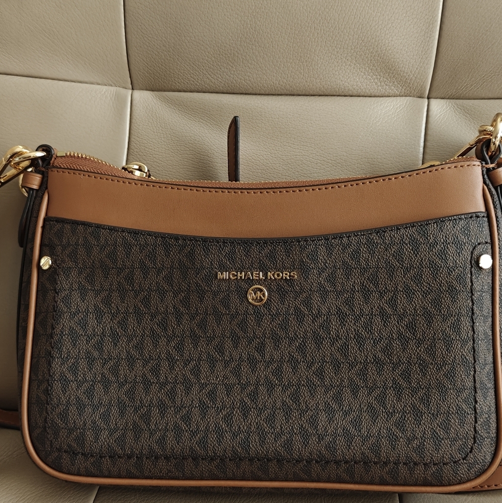 Michael Kors Brown and Beige Crossbody Bag